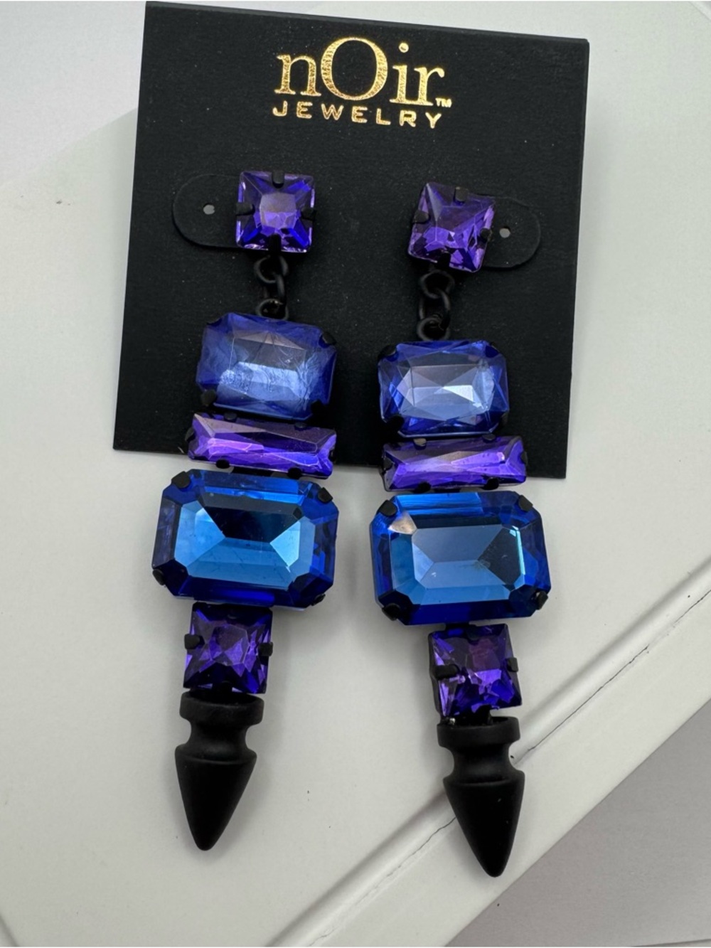 nOir Jewelry Royal Blue & Violet Geometric Drop Earrings